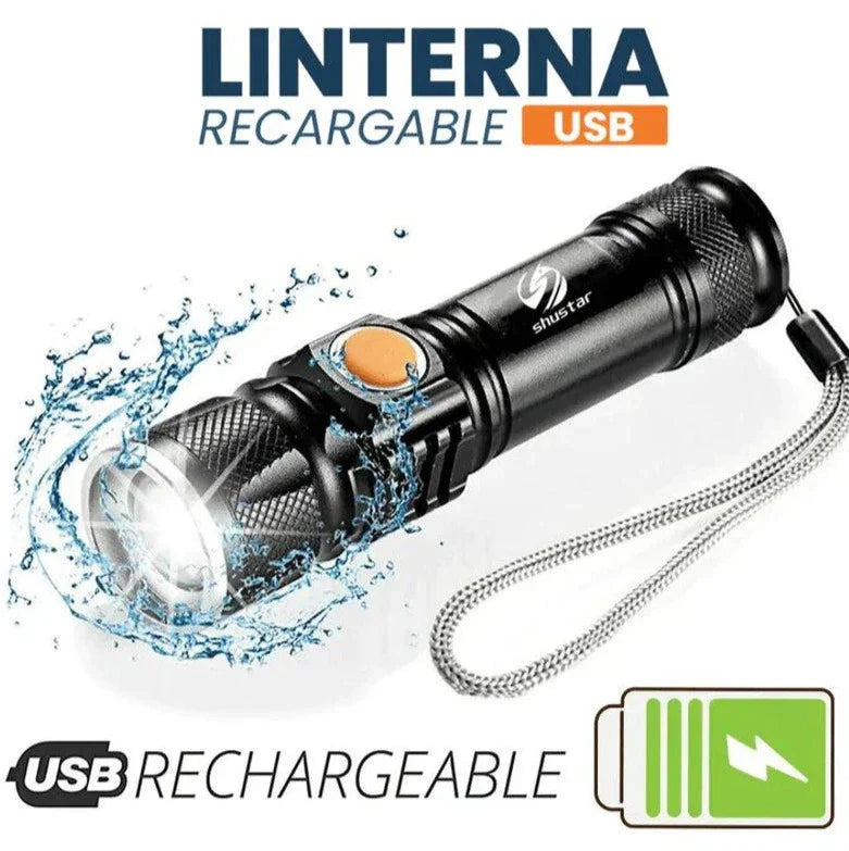 COMPRE 1 Y LLÉVATE 2 - Linterna Táctica TitanioPro USB + 3 REGALOS