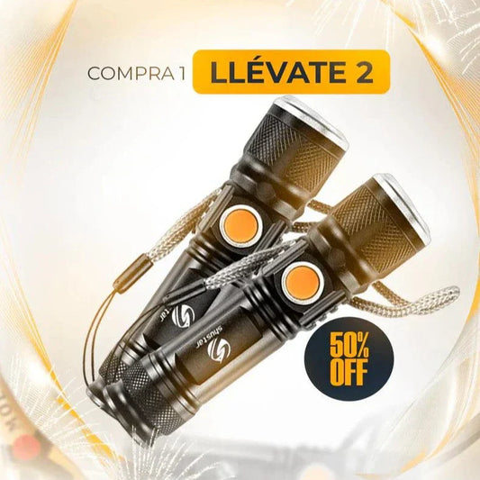 COMPRE 1 Y LLÉVATE 2 - Linterna Táctica TitanioPro USB + 3 REGALOS